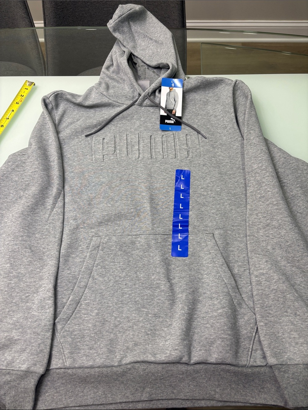 Puma Men’s Light Gray Embossed Logo Hoodie